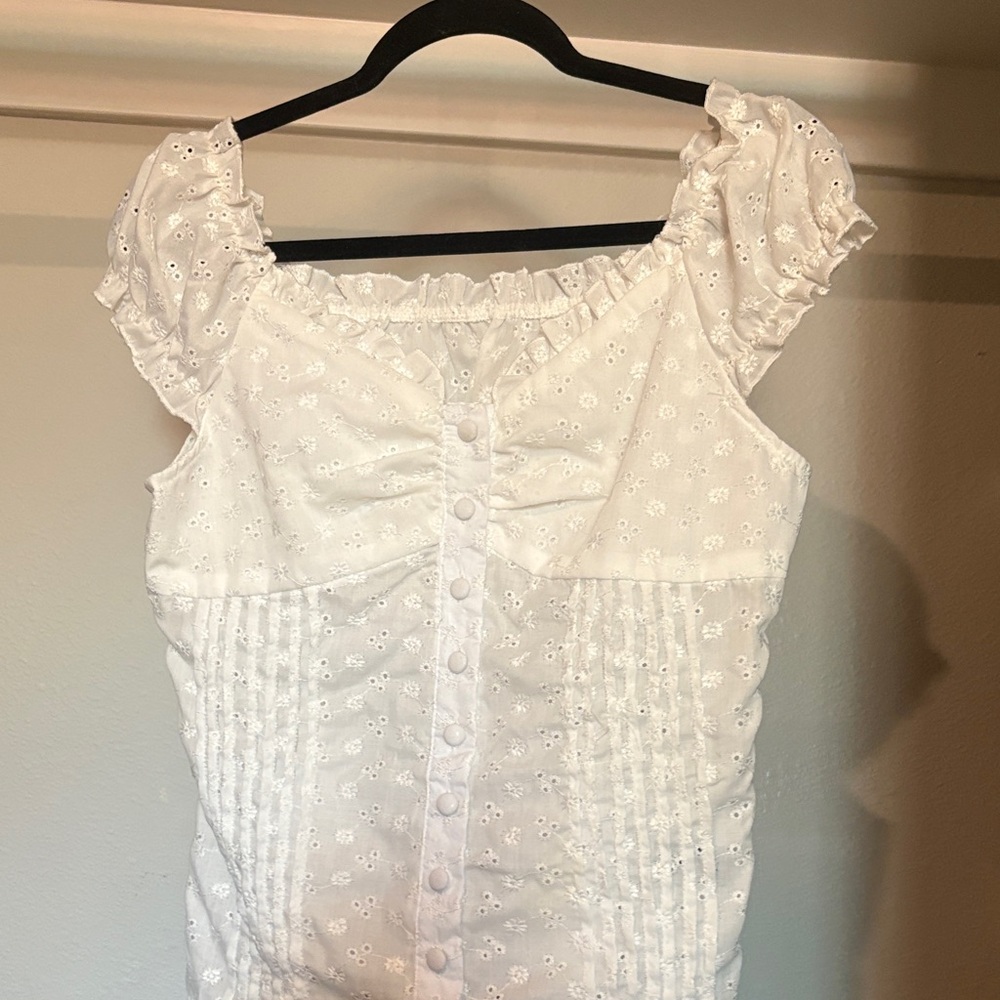 White Eyelet Women's Blouse